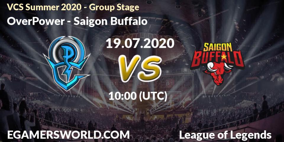 Prognose für das Spiel OverPower VS Saigon Buffalo. 19.07.20. LoL - VCS Summer 2020 - Group Stage