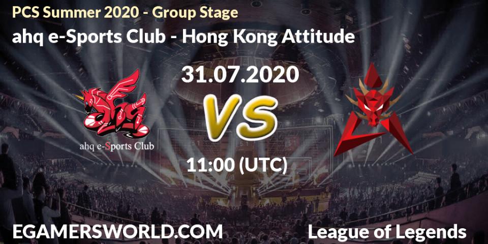 Prognose für das Spiel ahq e-Sports Club VS Hong Kong Attitude. 31.07.20. LoL - PCS Summer 2020 - Group Stage