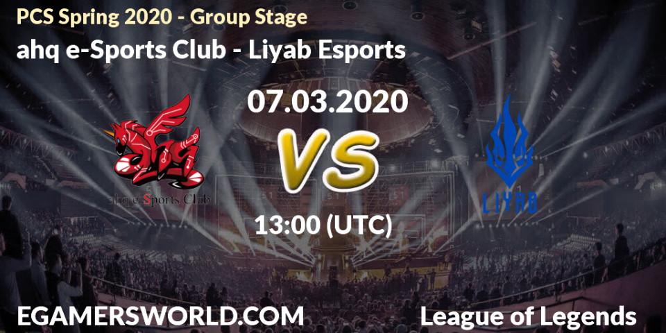 Prognose für das Spiel ahq e-Sports Club VS Liyab Esports. 07.03.2020 at 13:00. LoL - PCS Spring 2020 - Group Stage