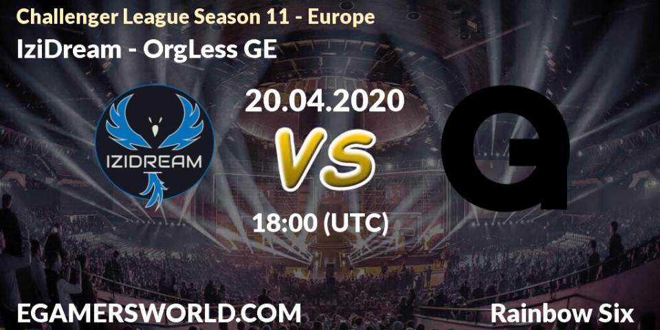 Prognose für das Spiel IziDream VS OrgLess GE. 20.04.20. Rainbow Six - Challenger League Season 11 - Europe