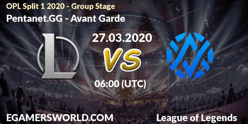 Prognose für das Spiel Pentanet.GG VS Avant Garde. 27.03.2020 at 05:00. LoL - OPL Split 1 2020 - Group Stage