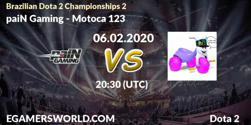 Prognose für das Spiel paiN Gaming VS Motoca 123. 06.02.20. Dota 2 - Brazilian Dota 2 Championships 2