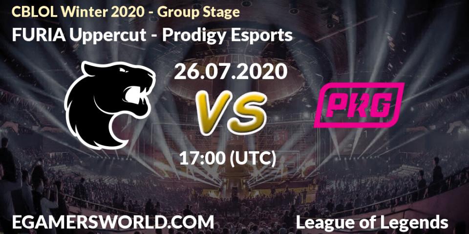 Prognose für das Spiel FURIA Uppercut VS Prodigy Esports. 26.07.20. LoL - CBLOL Winter 2020 - Group Stage