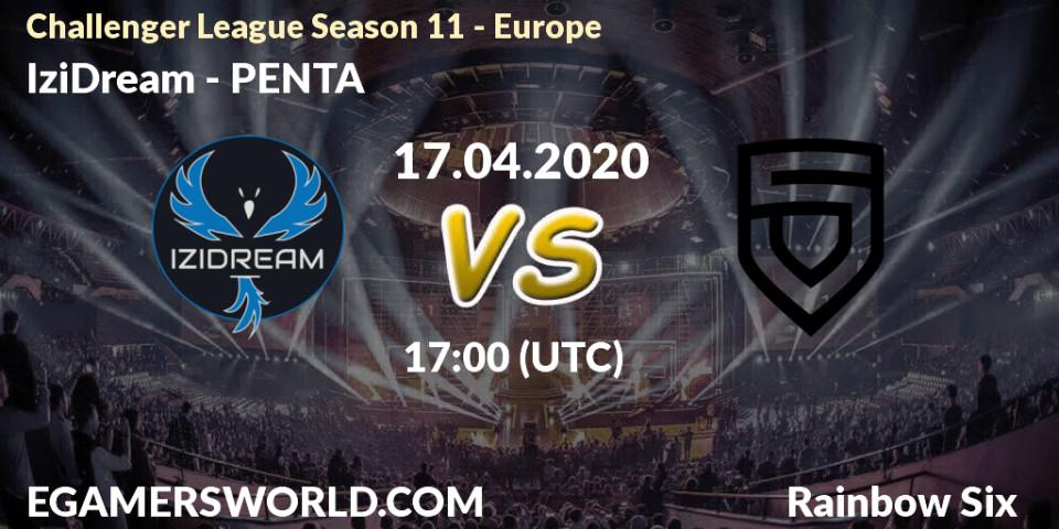 Prognose für das Spiel IziDream VS PENTA. 17.04.20. Rainbow Six - Challenger League Season 11 - Europe