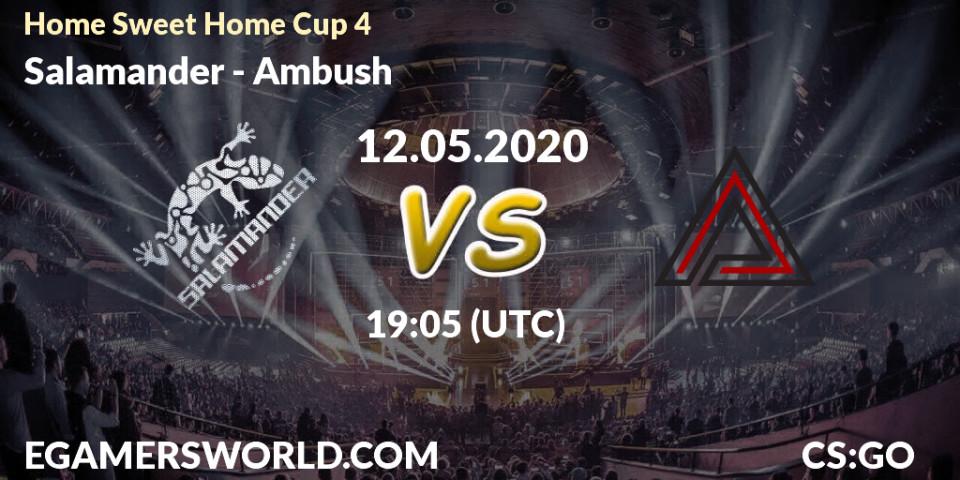 Prognose für das Spiel Salamander VS Ambush. 12.05.20. CS2 (CS:GO) - #Home Sweet Home Cup 4