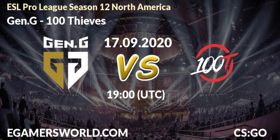 Prognose für das Spiel Gen.G VS 100 Thieves. 17.09.20. CS2 (CS:GO) - ESL Pro League Season 12 North America