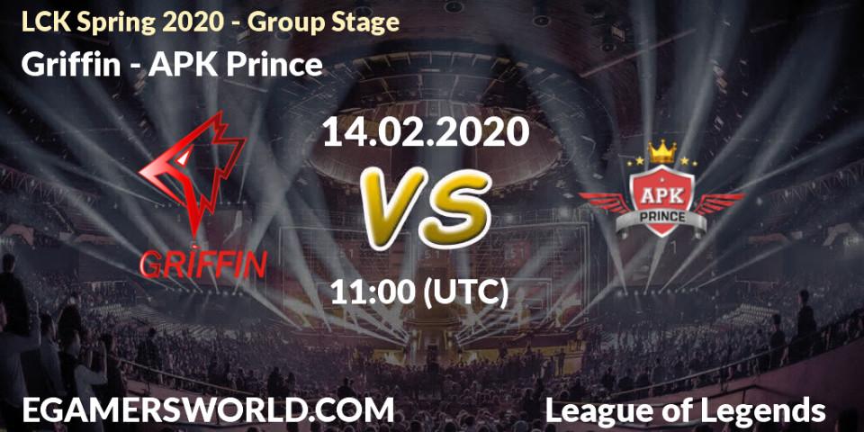 Prognose für das Spiel Griffin VS APK Prince. 14.02.20. LoL - LCK Spring 2020 - Group Stage