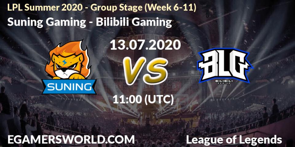 Prognose für das Spiel Suning Gaming VS Bilibili Gaming. 13.07.2020 at 11:57. LoL - LPL Summer 2020 - Group Stage (Week 6-11)