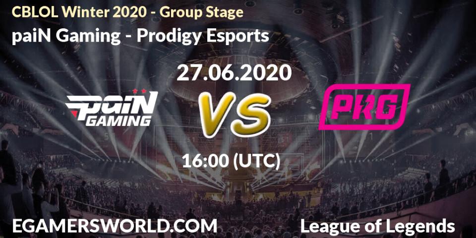 Prognose für das Spiel paiN Gaming VS Prodigy Esports. 27.06.20. LoL - CBLOL Winter 2020 - Group Stage