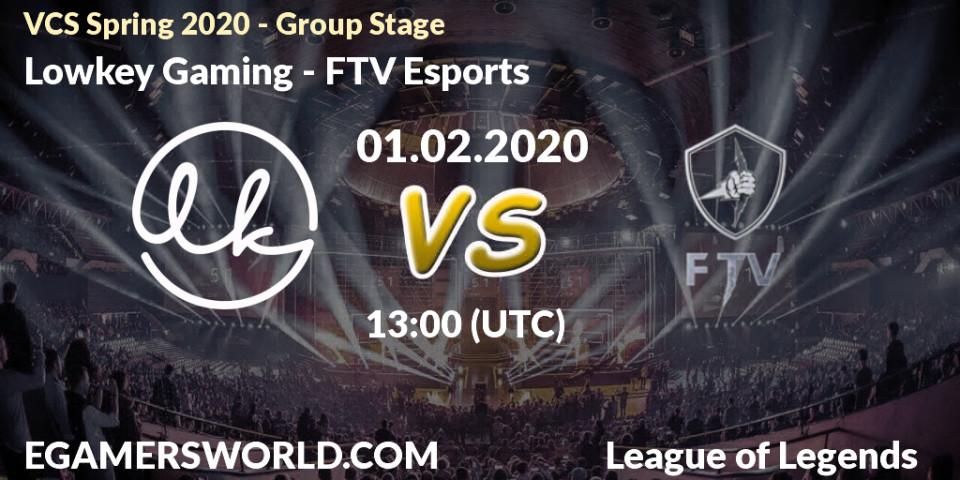 Prognose für das Spiel Lowkey Gaming VS FTV Esports. 01.02.20. LoL - VCS Spring 2020 - Group Stage