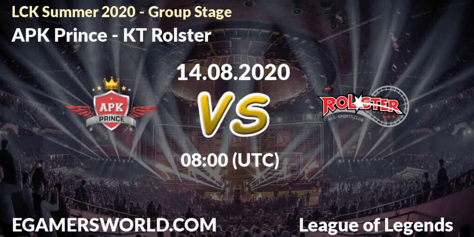 Prognose für das Spiel SeolHaeOne Prince VS KT Rolster. 14.08.20. LoL - LCK Summer 2020 - Group Stage
