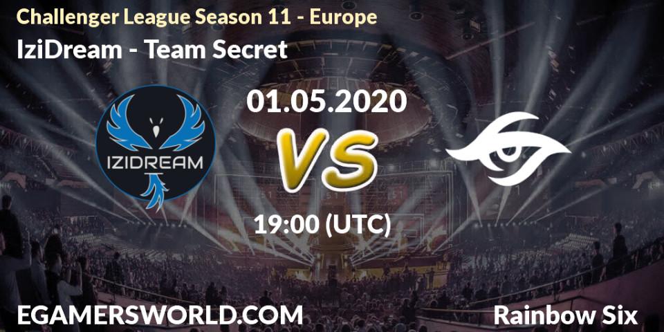 Prognose für das Spiel IziDream VS Team Secret. 01.05.20. Rainbow Six - Challenger League Season 11 - Europe
