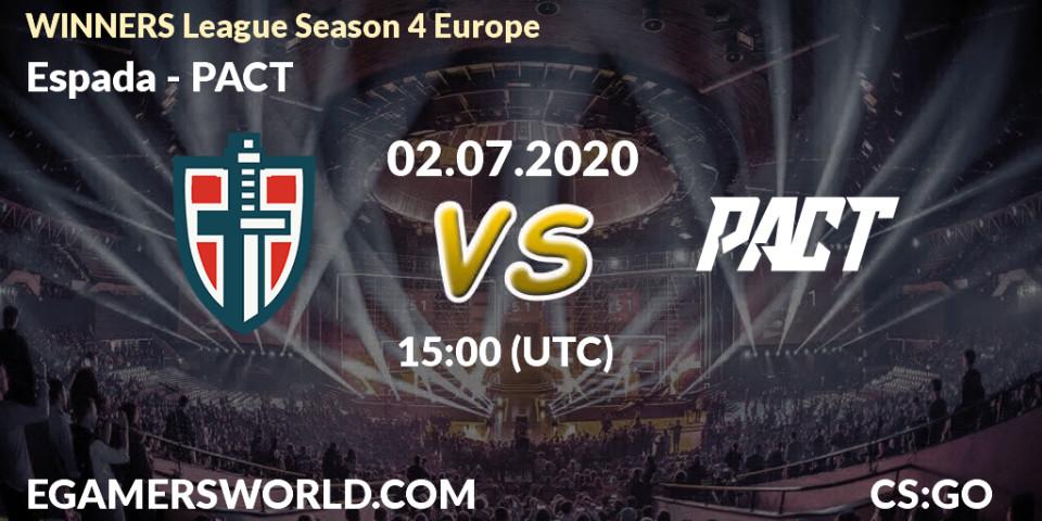 Prognose für das Spiel Espada VS PACT. 02.07.20. CS2 (CS:GO) - WINNERS League Season 4 Europe