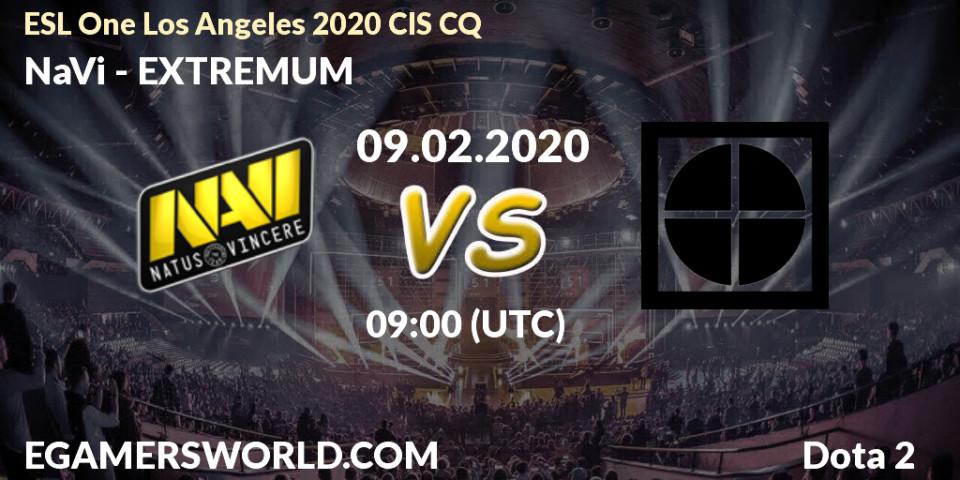Prognose für das Spiel NaVi VS EXTREMUM. 09.02.2020 at 09:13. Dota 2 - ESL One Los Angeles 2020 CIS CQ