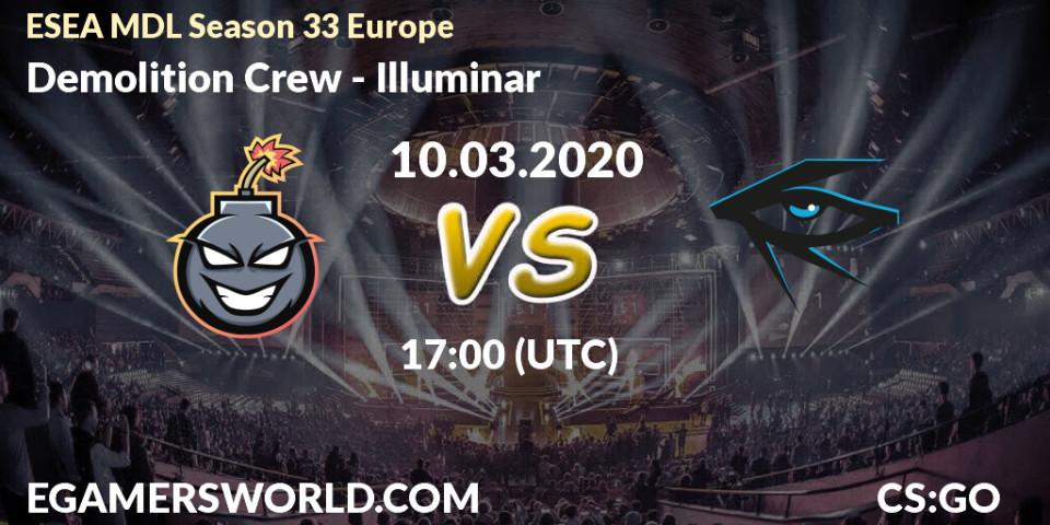 Prognose für das Spiel Demolition Crew VS Illuminar. 10.03.20. CS2 (CS:GO) - ESEA MDL Season 33 Europe