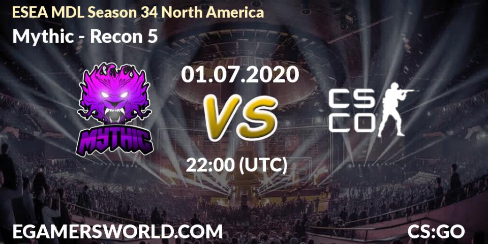 Prognose für das Spiel Mythic VS Recon 5. 01.07.2020 at 22:10. Counter-Strike (CS2) - ESEA MDL Season 34 North America