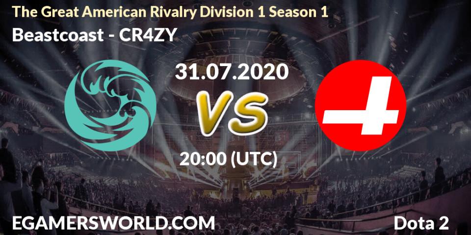 Prognose für das Spiel Beastcoast VS CR4ZY. 31.07.2020 at 19:32. Dota 2 - The Great American Rivalry Division 1 Season 1