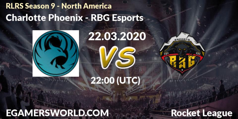 Prognose für das Spiel Charlotte Phoenix VS RBG Esports. 22.03.20. Rocket League - RLRS Season 9 - North America