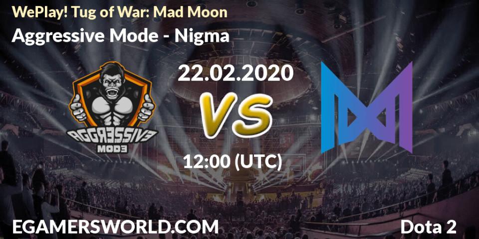 Prognose für das Spiel Aggressive Mode VS Nigma. 22.02.20. Dota 2 - WePlay! Tug of War: Mad Moon