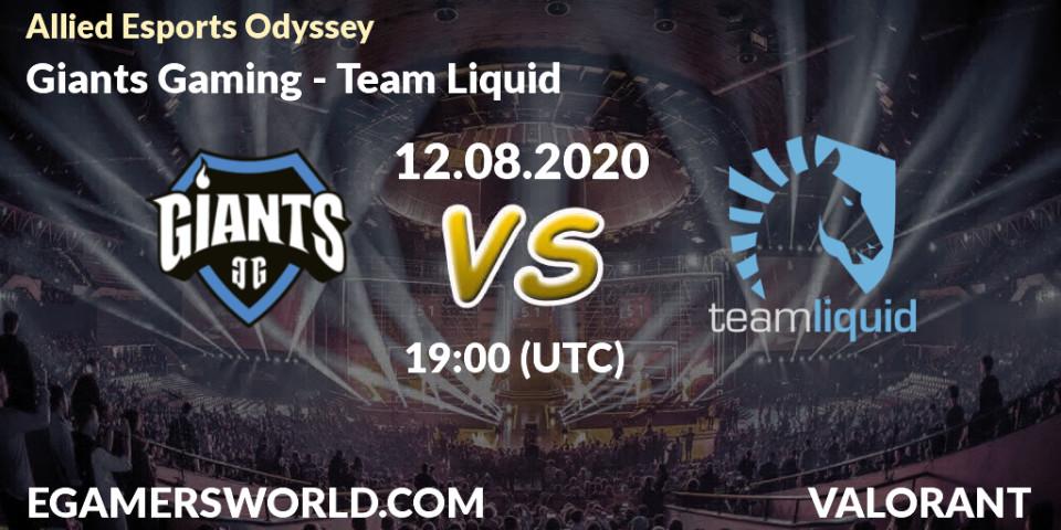 Prognose für das Spiel Giants Gaming VS Team Liquid. 12.08.20. VALORANT - Allied Esports Odyssey