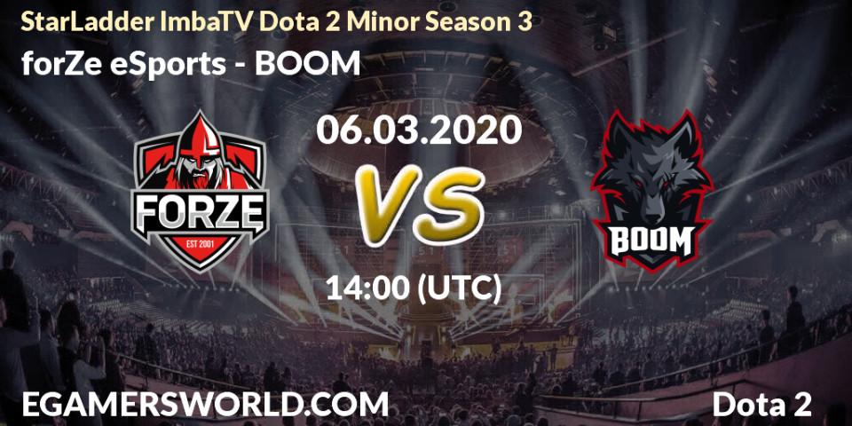 Prognose für das Spiel forZe eSports VS BOOM. 06.03.20. Dota 2 - StarLadder ImbaTV Dota 2 Minor Season 3