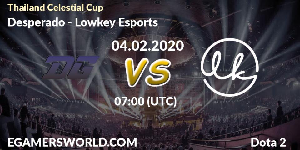 Prognose für das Spiel Desperado VS Lowkey Esports. 04.02.2020 at 07:39. Dota 2 - Thailand Celestial Cup