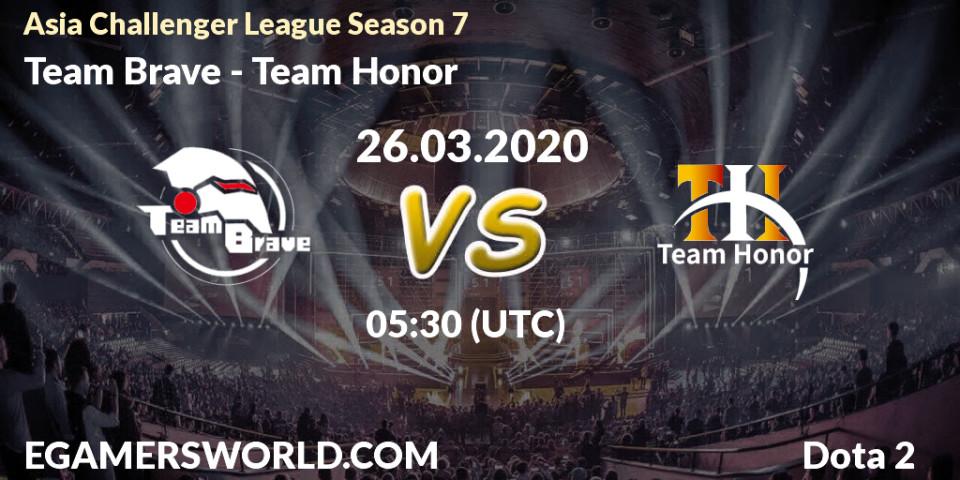 Prognose für das Spiel Team Brave VS Team Honor. 26.03.20. Dota 2 - Asia Challenger League Season 7