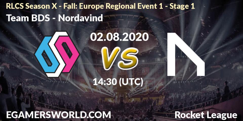 Prognose für das Spiel Team BDS VS Nordavind. 02.08.20. Rocket League - RLCS Season X - Fall: Europe Regional Event 1 - Stage 1