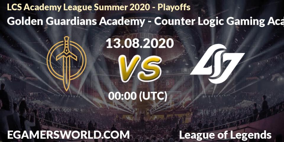 Prognose für das Spiel Golden Guardians Academy VS Counter Logic Gaming Academy. 14.08.20. LoL - LCS Academy League Summer 2020 - Playoffs