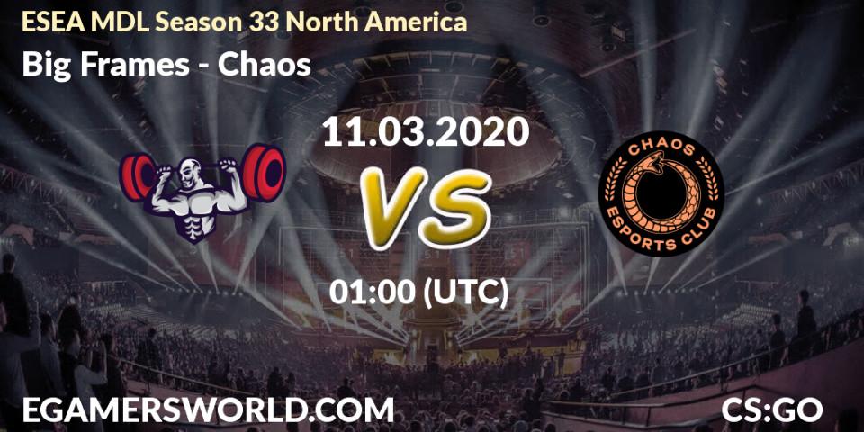 Prognose für das Spiel Big Frames VS Chaos. 15.03.20. CS2 (CS:GO) - ESEA MDL Season 33 North America
