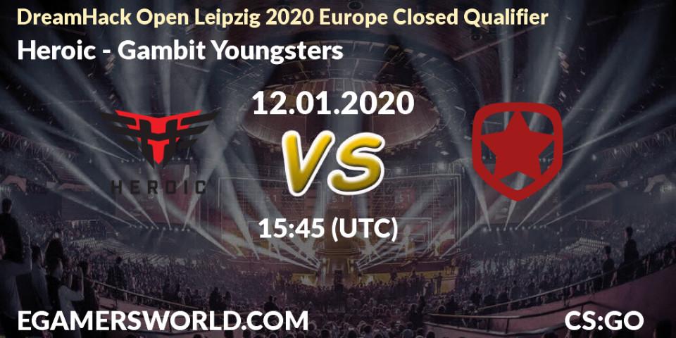 Prognose für das Spiel Heroic VS Gambit Youngsters. 12.01.20. CS2 (CS:GO) - DreamHack Open Leipzig 2020 Europe Closed Qualifier
