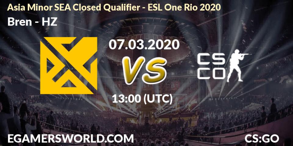 Prognose für das Spiel Bren VS HZ. 07.03.2020 at 13:00. Counter-Strike (CS2) - Asia Minor SEA Closed Qualifier - ESL One Rio 2020