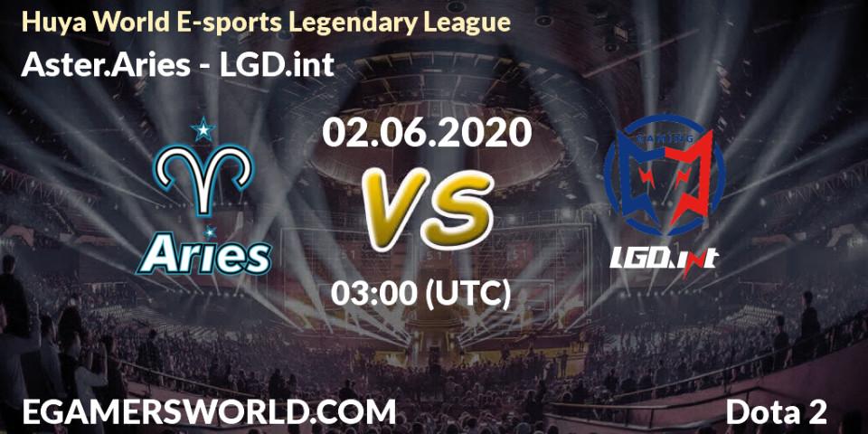 Prognose für das Spiel Aster.Aries VS LGD.int. 02.06.20. Dota 2 - Huya World E-sports Legendary League