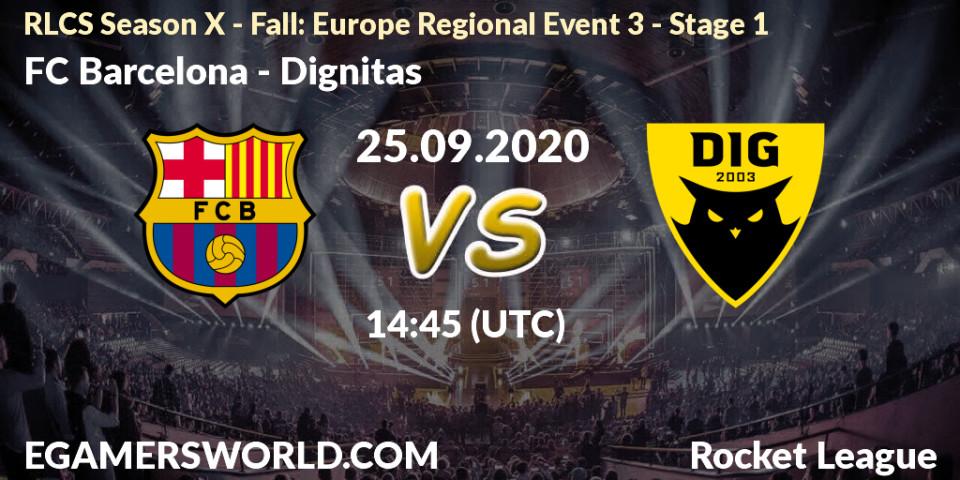 Prognose für das Spiel FC Barcelona VS Dignitas. 25.09.20. Rocket League - RLCS Season X - Fall: Europe Regional Event 3 - Stage 1