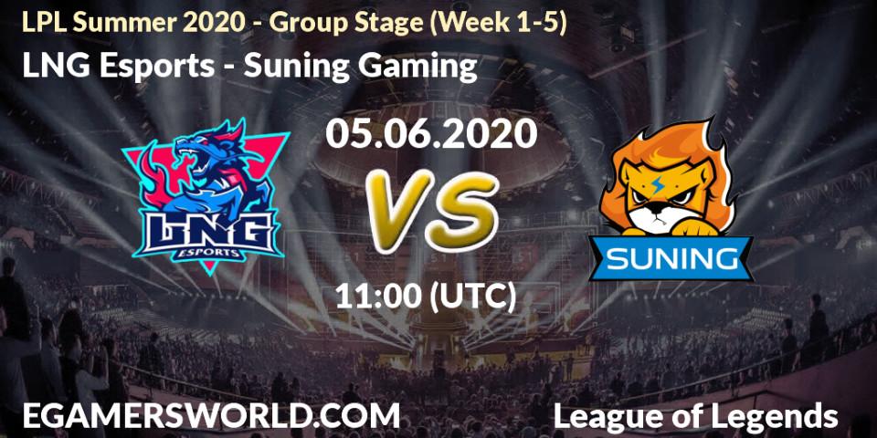 Prognose für das Spiel LNG Esports VS Suning Gaming. 05.06.20. LoL - LPL Summer 2020 - Group Stage (Week 1-5)