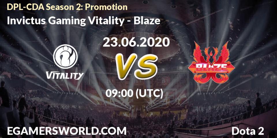 Prognose für das Spiel Invictus Gaming Vitality VS Blaze. 23.06.2020 at 09:08. Dota 2 - DPL-CDA Professional League Season 2: Promotion