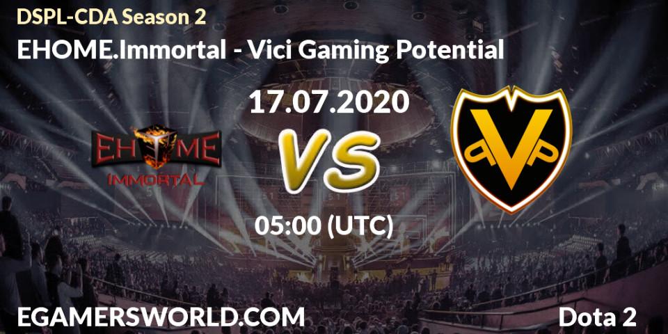 Prognose für das Spiel EHOME.Immortal VS Vici Gaming Potential. 17.07.20. Dota 2 - Dota2 Secondary Professional League 2020 Season 2