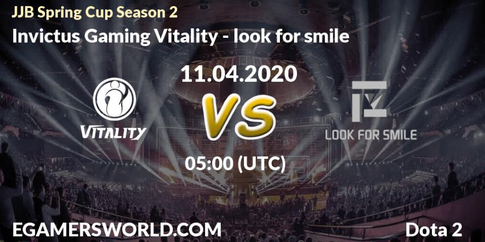 Prognose für das Spiel Invictus Gaming Vitality VS look for smile. 11.04.20. Dota 2 - JJB Spring Cup Season 2
