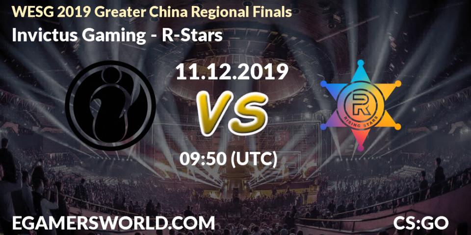 Prognose für das Spiel Invictus Gaming VS R-Stars. 11.12.2019 at 11:15. Counter-Strike (CS2) - WESG 2019 Greater China Regional Finals