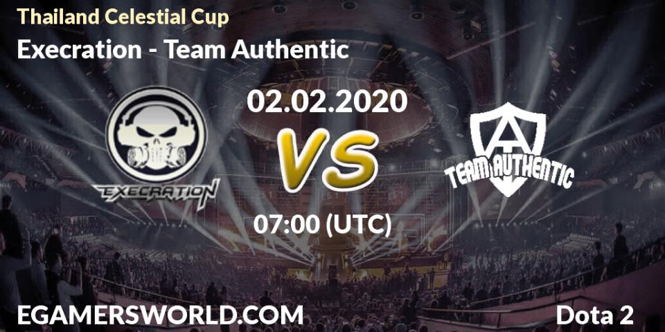 Prognose für das Spiel Execration VS Team Authentic. 02.02.20. Dota 2 - Thailand Celestial Cup