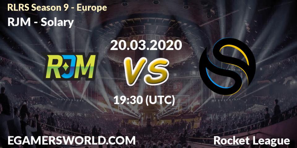 Prognose für das Spiel RJM VS Solary. 20.03.2020 at 21:30. Rocket League - RLRS Season 9 - Europe