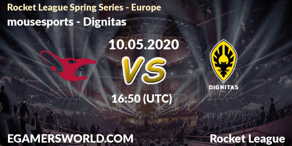 Prognose für das Spiel mousesports VS Dignitas. 10.05.20. Rocket League - Rocket League Spring Series - Europe