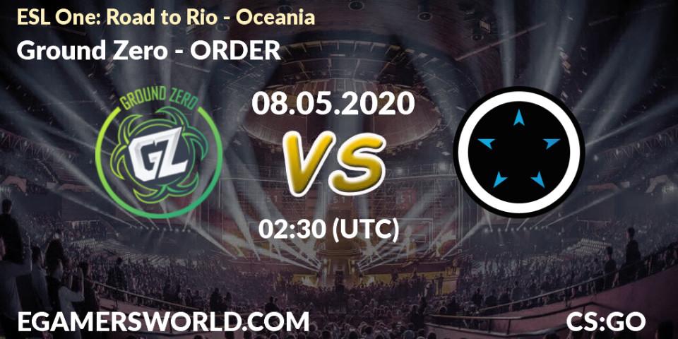 Prognose für das Spiel Ground Zero VS ORDER. 08.05.20. CS2 (CS:GO) - ESL One: Road to Rio - Oceania