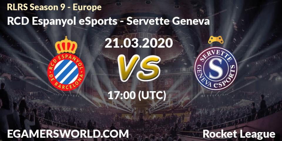 Prognose für das Spiel RCD Espanyol eSports VS Servette Geneva. 21.03.20. Rocket League - RLRS Season 9 - Europe