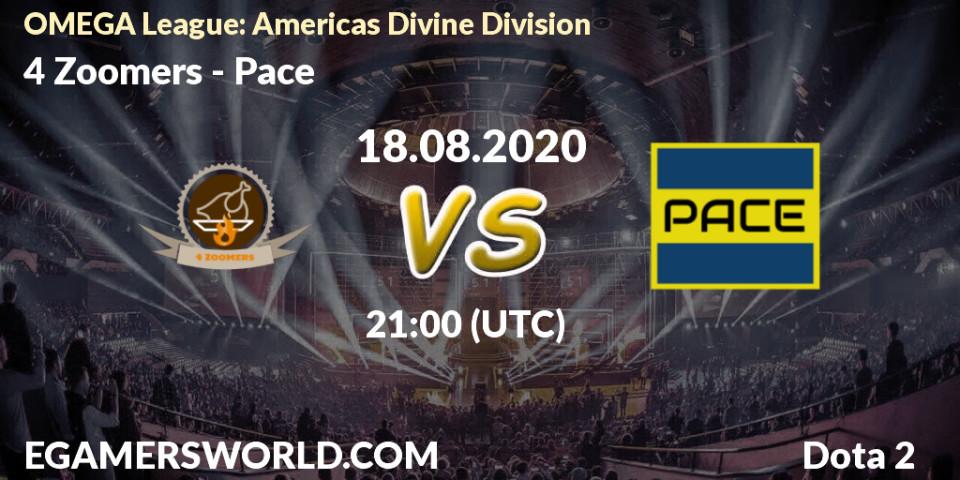 Prognose für das Spiel 4 Zoomers VS Pace. 18.08.2020 at 21:01. Dota 2 - OMEGA League: Americas Divine Division