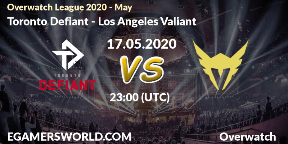 Prognose für das Spiel Toronto Defiant VS Los Angeles Valiant. 17.05.20. Overwatch - Overwatch League 2020 - May