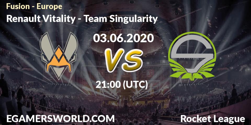 Prognose für das Spiel Renault Vitality VS Team Singularity. 05.06.2020 at 19:00. Rocket League - Fusion - Europe