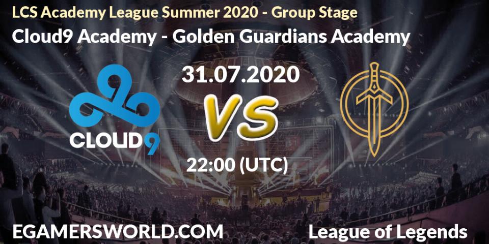 Prognose für das Spiel Cloud9 Academy VS Golden Guardians Academy. 31.07.20. LoL - LCS Academy League Summer 2020 - Group Stage