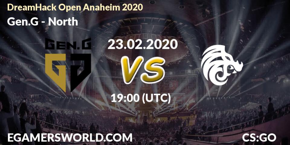 Prognose für das Spiel Gen.G VS North. 23.02.20. CS2 (CS:GO) - DreamHack Open Anaheim 2020