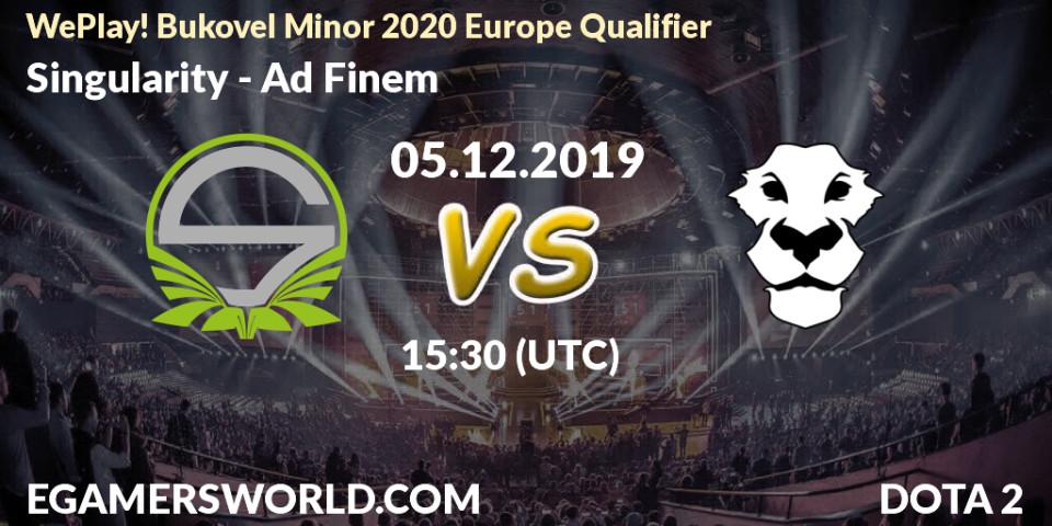Prognose für das Spiel Singularity VS Ad Finem. 05.12.19. Dota 2 - WePlay! Bukovel Minor 2020 Europe Qualifier